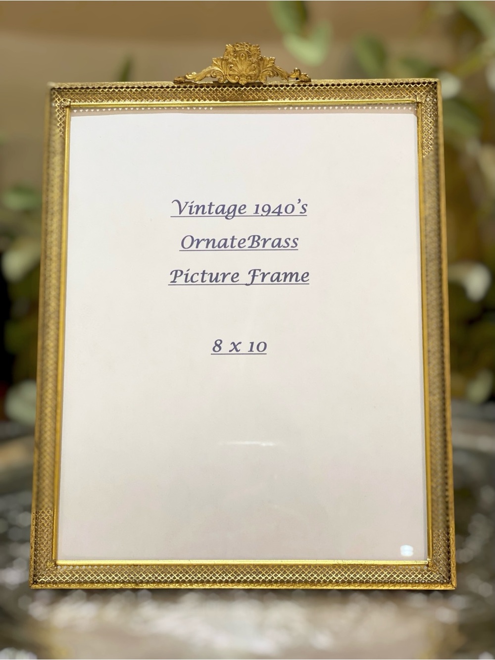 Vintage Ornate 1940’s Brass Easel Picture Frame 8 x 10 Gold Hollywood Regency